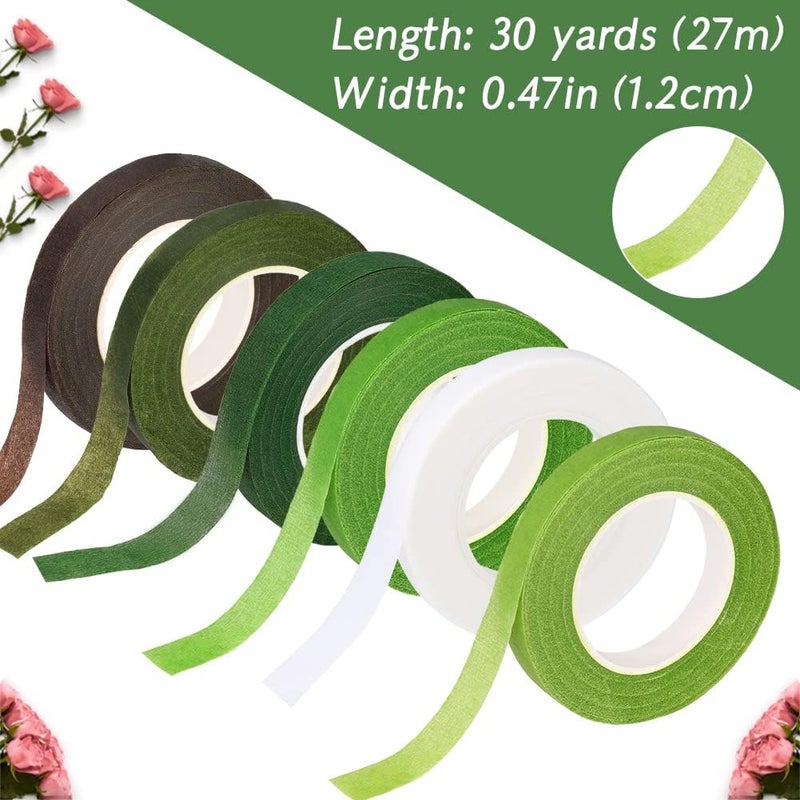 SOCNITC 6 Rolls Floral Tape, 1/2" by 180 Yard Green Flower Tape, Flower Tape for Bouquet Stem Wrap Floral Arranging Craft Projects Corsages, Wedding Bouquet - Image 2